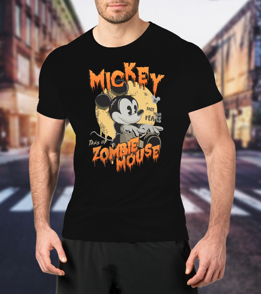 Mickey Tails Of Zombie Mouse Face Your Fears T-Shirt
