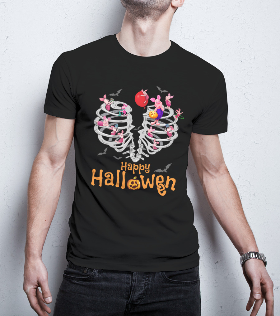 Happy Halloween Piglet Skeleton Party T-Shirt