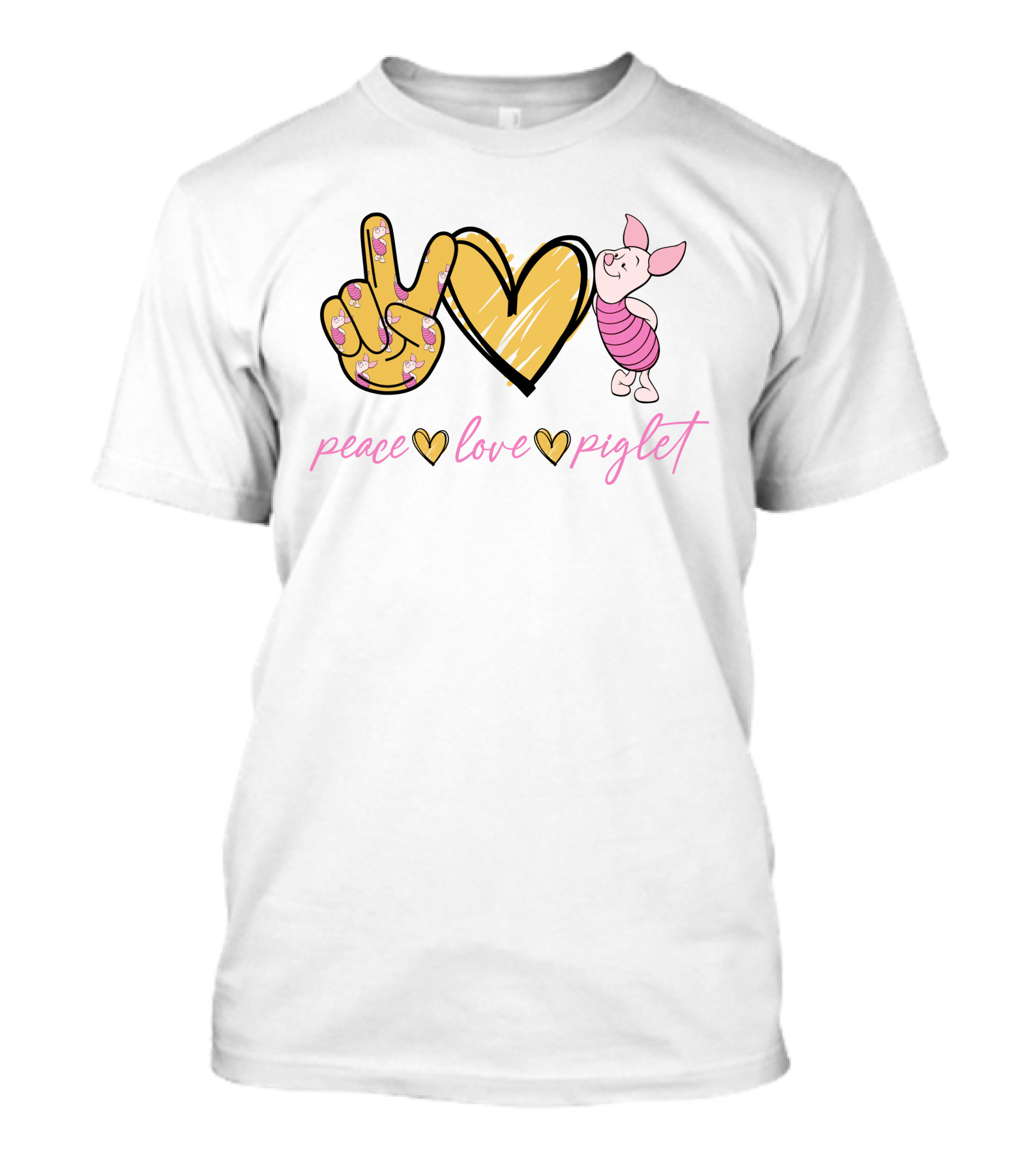Peace Love Piglet Peace Sign Heart Piglet Character T-Shirt