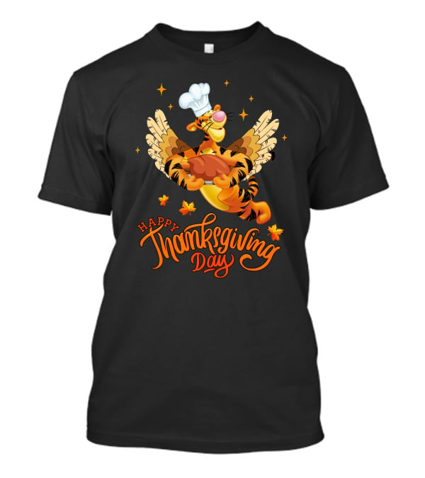 Tigger Happy Thanksgiving Day Chef Turkey Wings T-Shirt