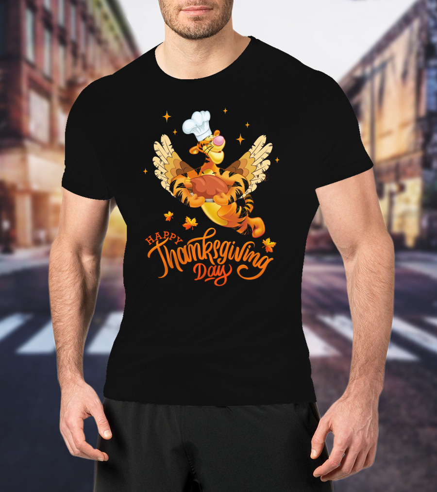 Tigger Happy Thanksgiving Day Chef Turkey Wings T-Shirt