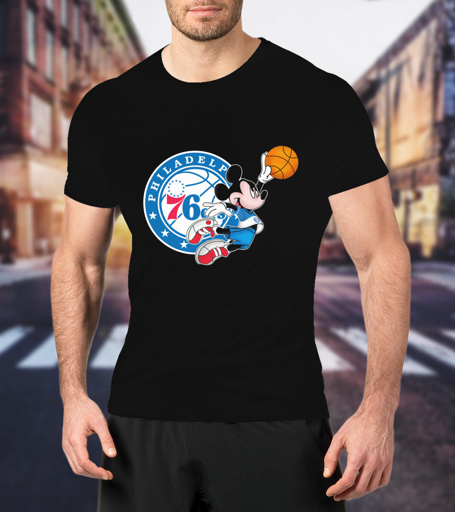Philadelphia 76ers Mickey Basketball Dunk T-Shirt