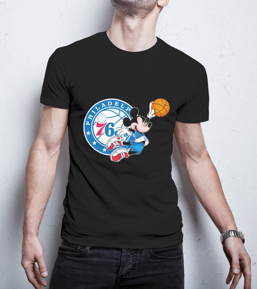 Philadelphia 76ers Mickey Basketball Dunk T-Shirt