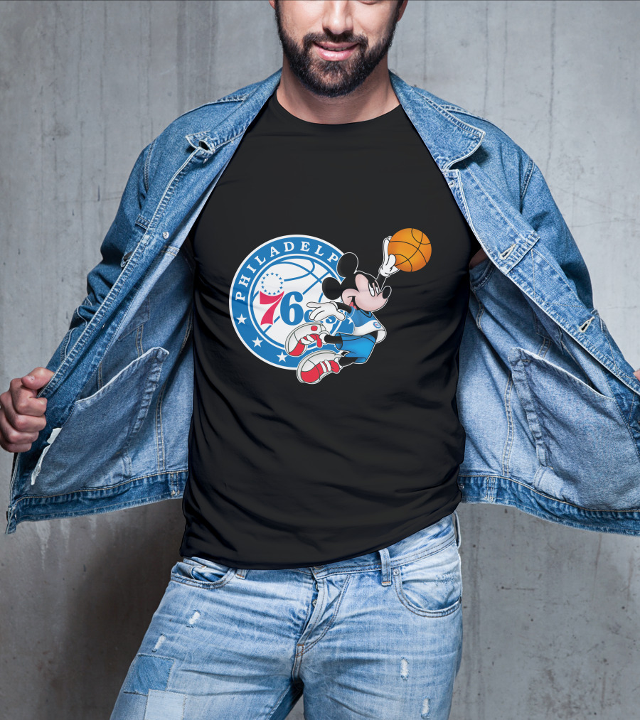 Philadelphia 76ers Mickey Basketball Dunk T-Shirt