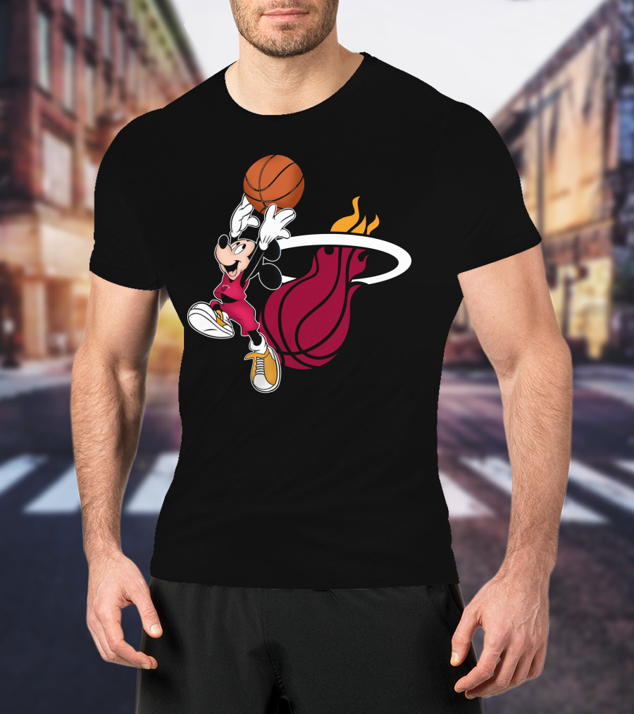 Mickey Dunking Basketball Miami Heat T-Shirt