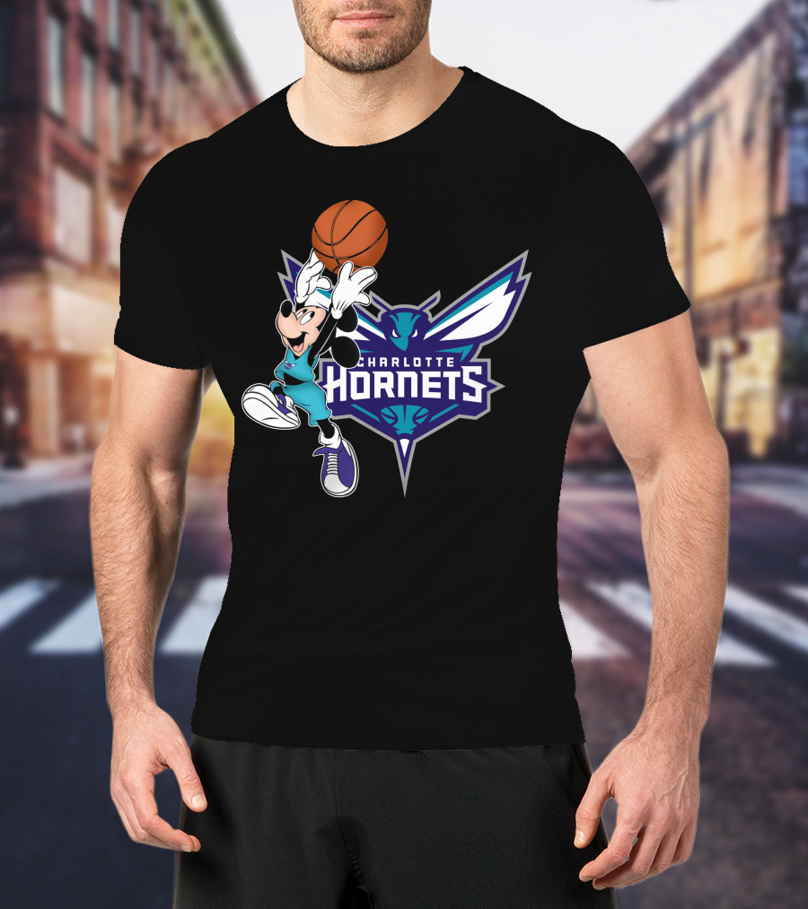 Mickey Charlotte Hornets Basketball T-Shirt