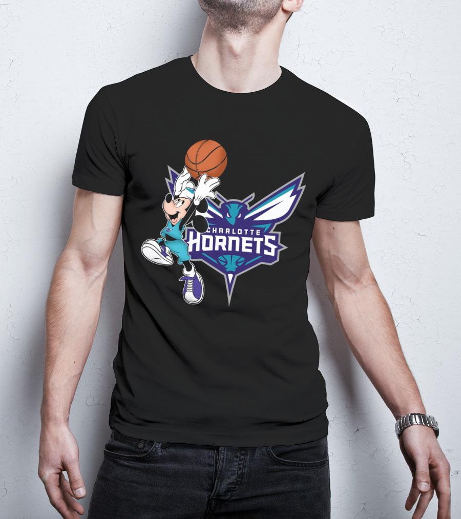Mickey Charlotte Hornets Basketball T-Shirt