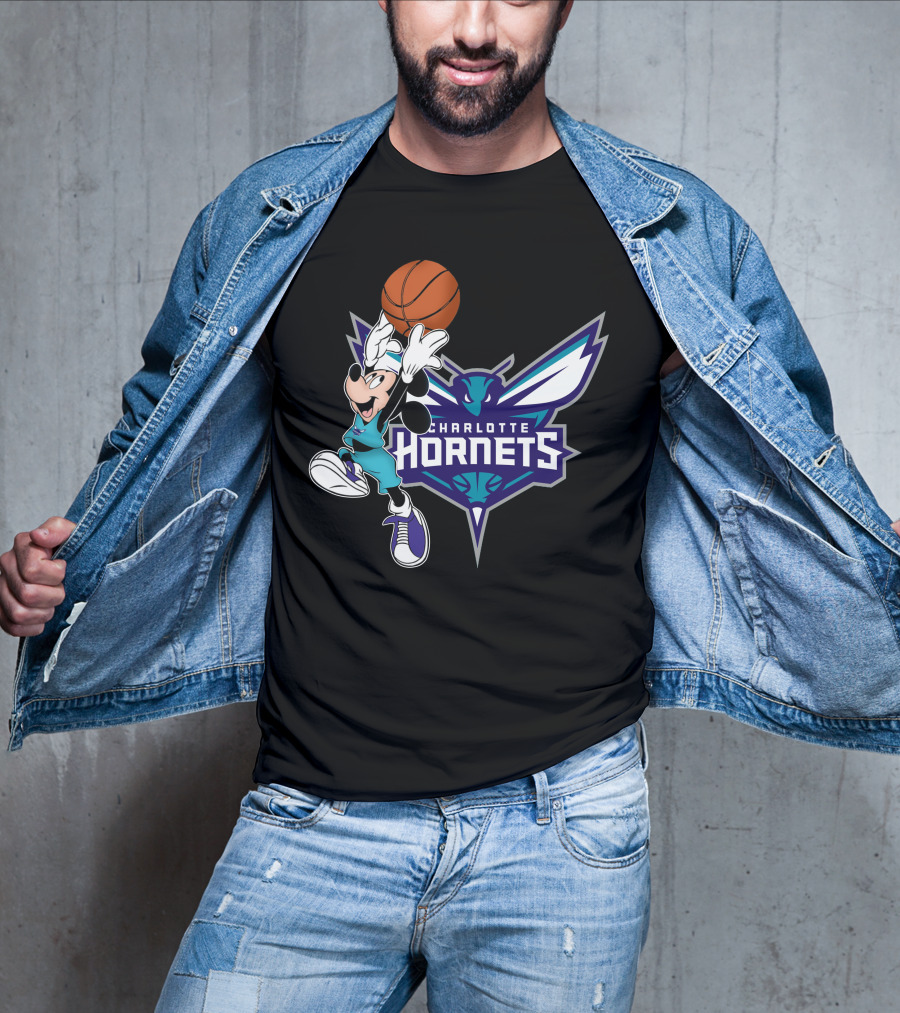 Mickey Charlotte Hornets Basketball T-Shirt