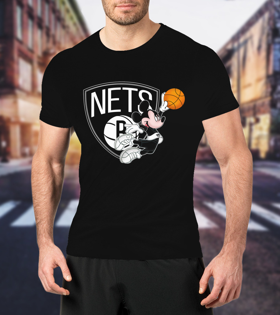 Nets Mickey Basketball Slam Dunk T-Shirt