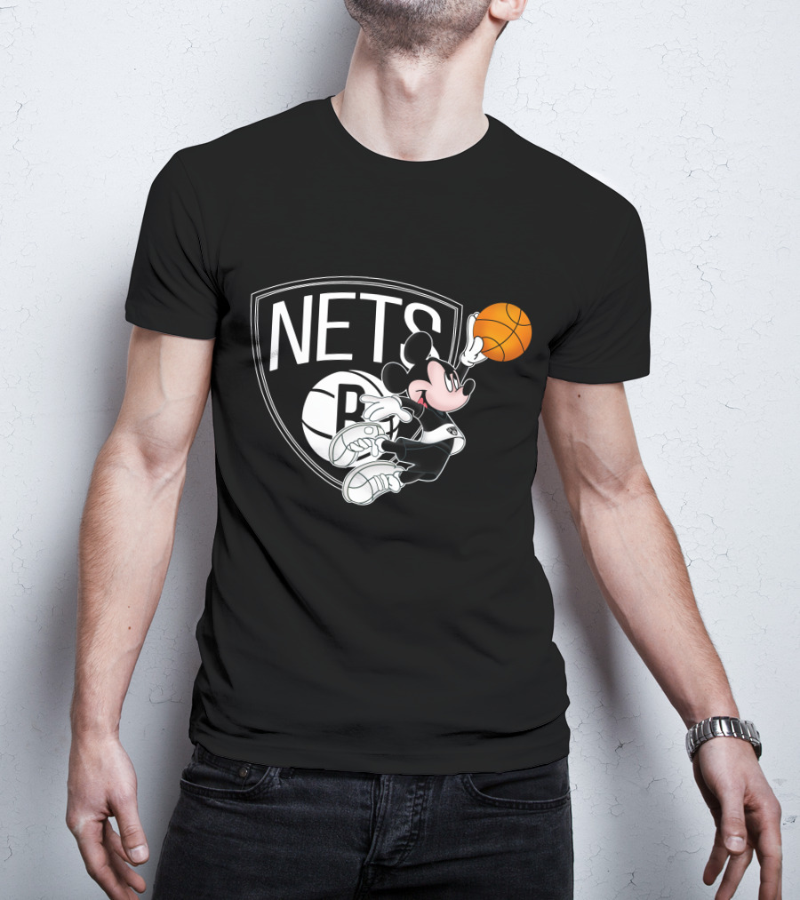 Nets Mickey Basketball Slam Dunk T-Shirt