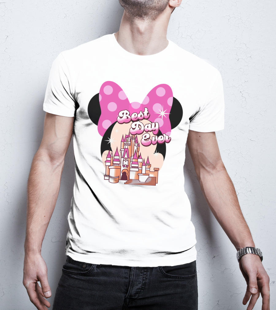 Minnie Best Day Ever Castle Pink Bow T-Shirt