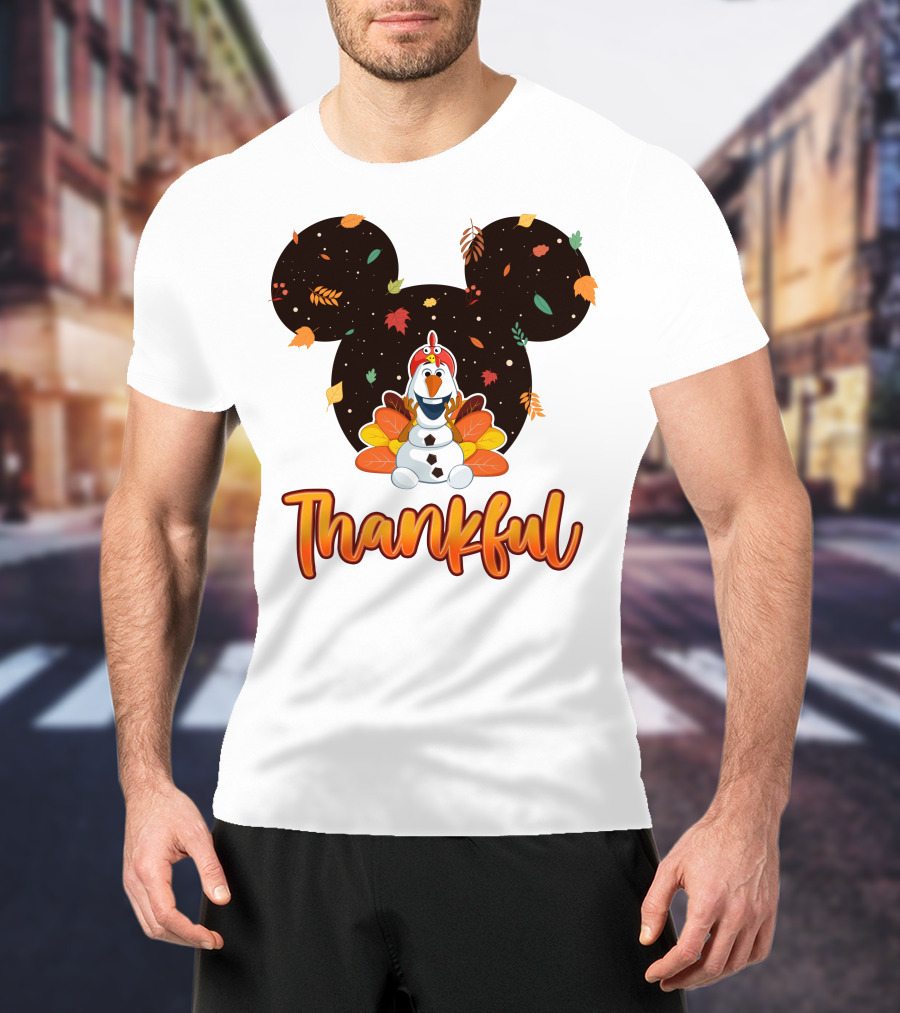 Thankful Olaf Autumn Leaves Mickey Ears T-Shirt