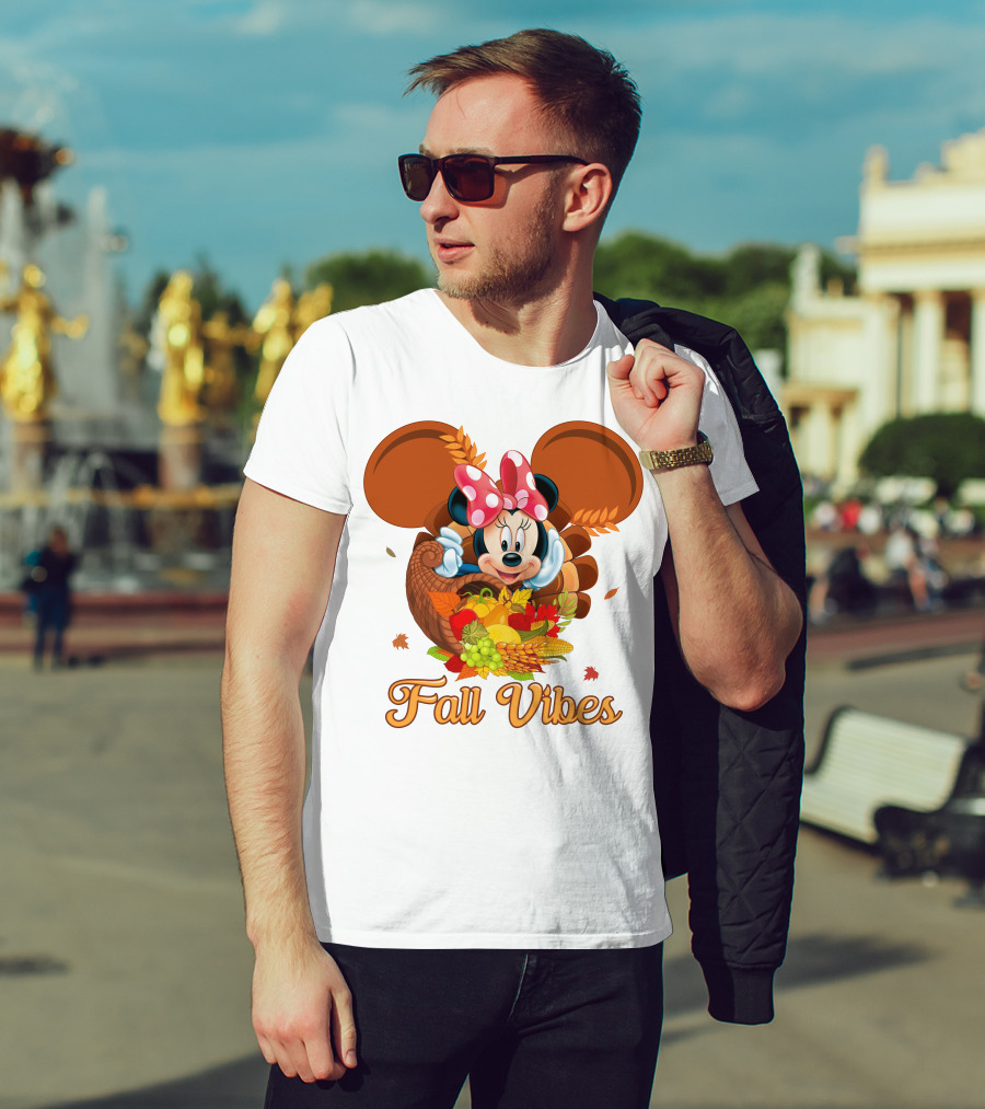 Minnie Fall Vibes Cornucopia Harvest Theme T-Shirt