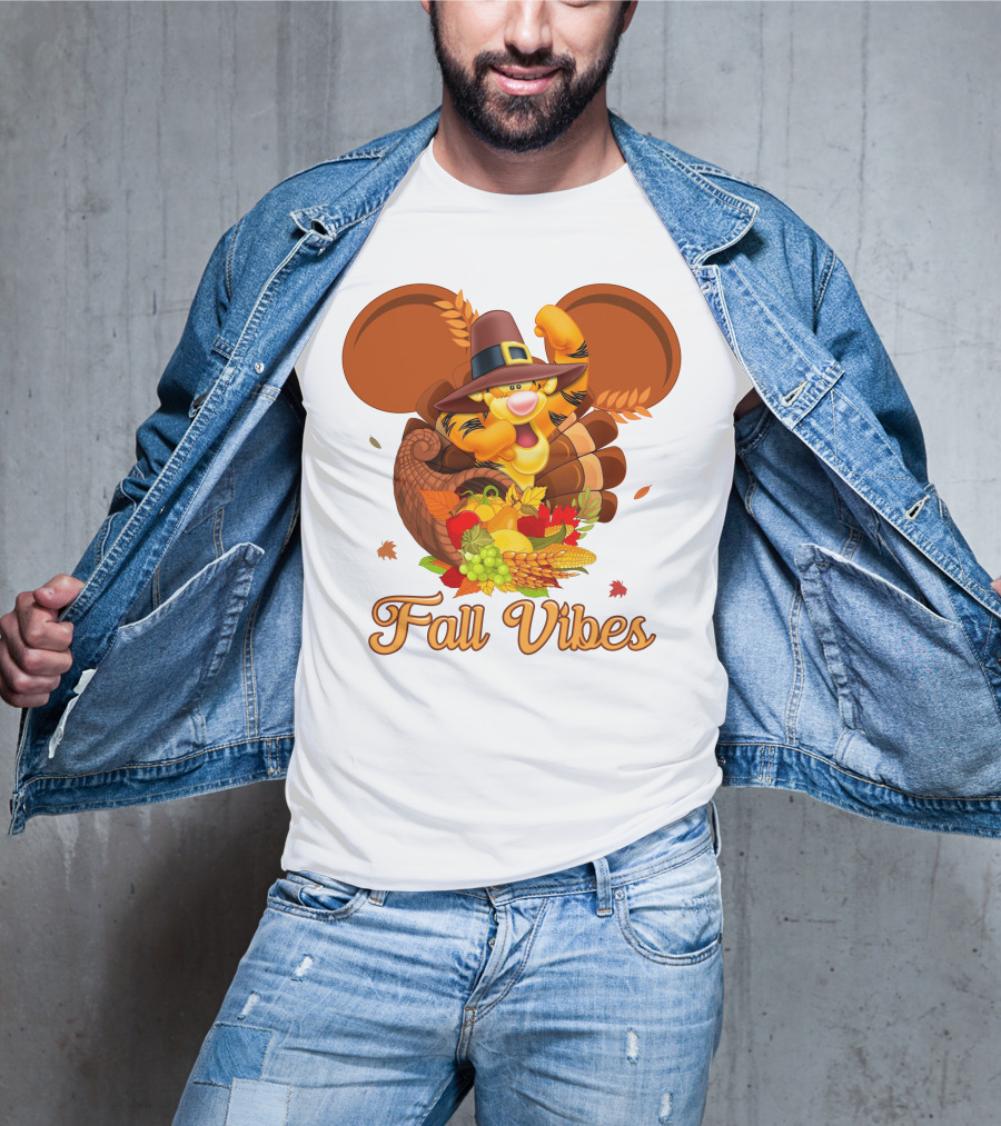 Tigger Fall Vibes Cornucopia Thanksgiving Mickey Ears T-Shirt