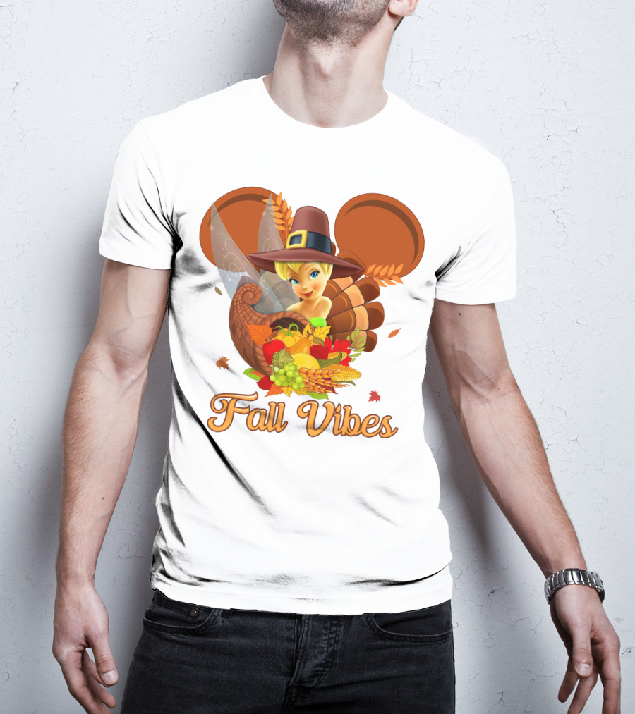 Tinkerbell Fall Vibes Cornucopia Thanksgiving Disney T-Shirt