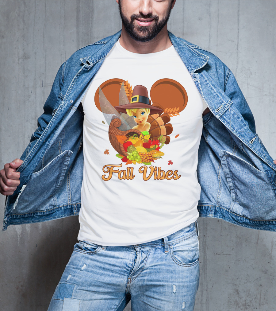 Tinkerbell Fall Vibes Cornucopia Thanksgiving Disney T-Shirt
