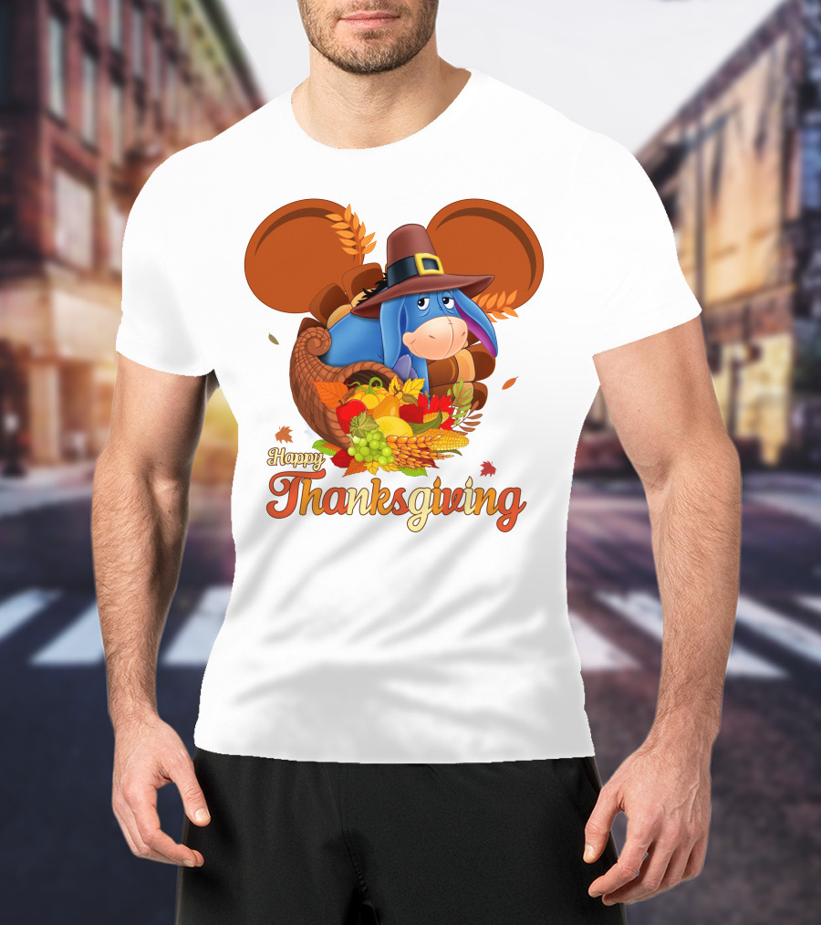 Happy Thanksgiving Eeyore Cornucopia Holiday Celebration T-Shirt