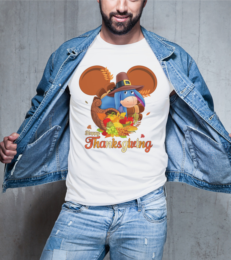 Happy Thanksgiving Eeyore Cornucopia Holiday Celebration T-Shirt