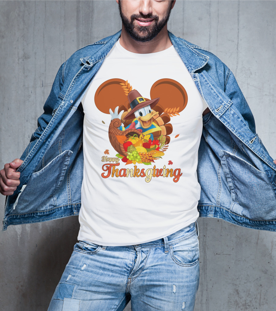 Happy Thanksgiving Donald Duck Cornucopia T-Shirt