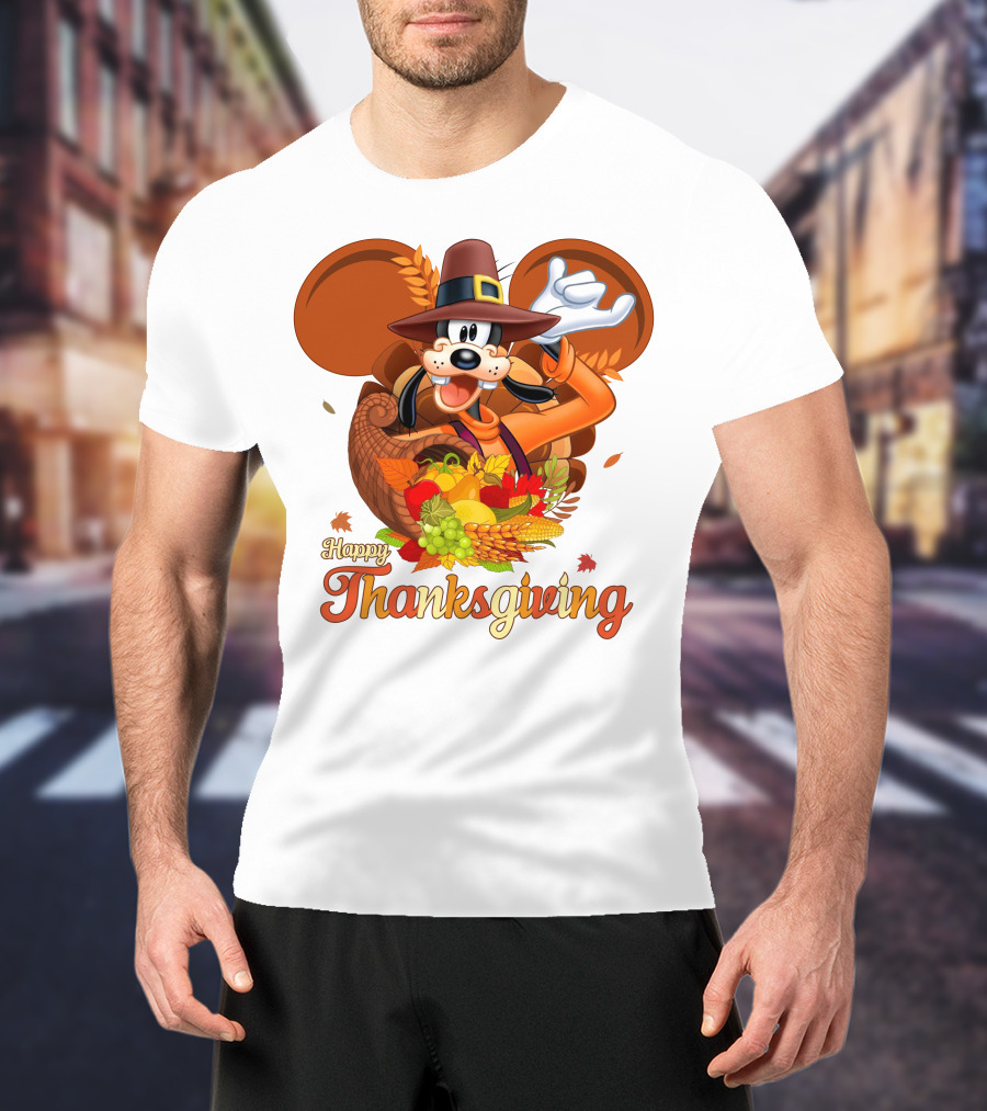 Goofy Happy Thanksgiving Cornucopia Celebration T-Shirt