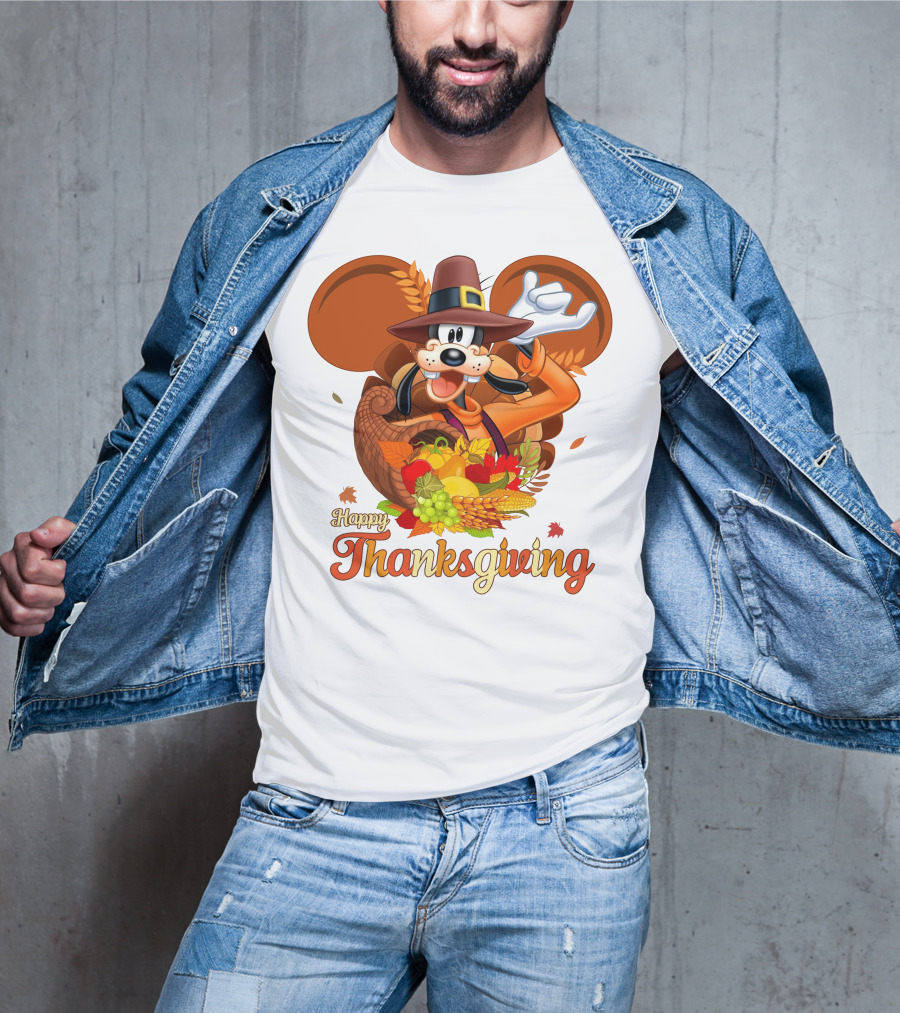 Goofy Happy Thanksgiving Cornucopia Celebration T-Shirt