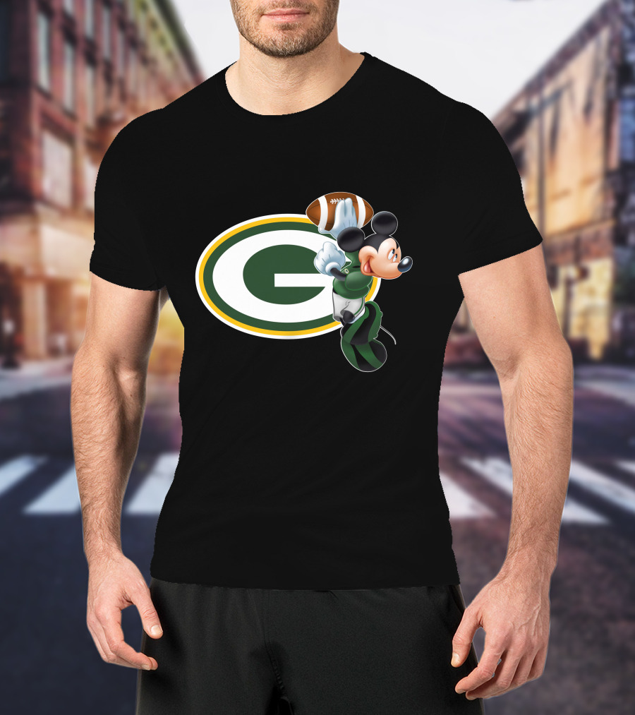 Mickey Mouse Green Bay Packers Football T-Shirt