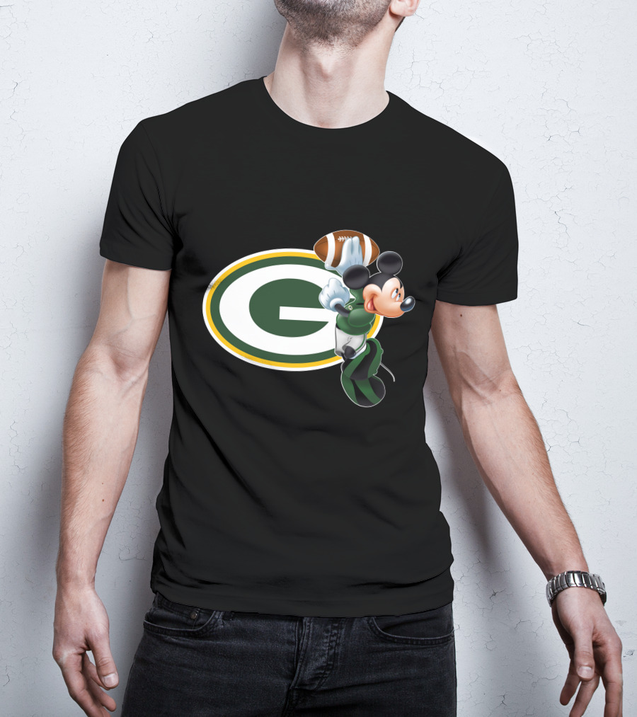 Mickey Mouse Green Bay Packers Football T-Shirt
