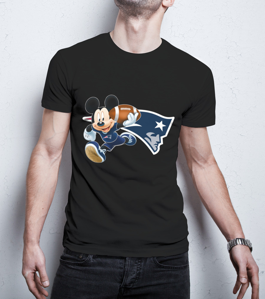 Mickey Mouse New England Patriots Football Character T-Shirt