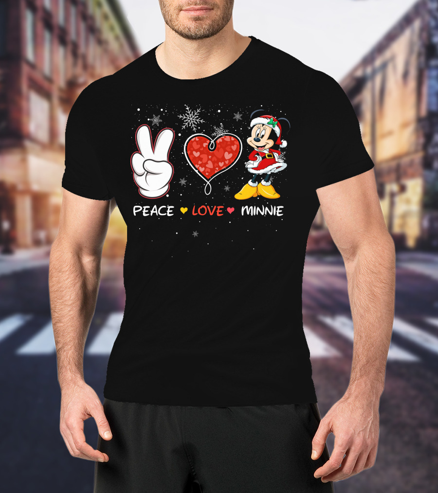Peace Love Minnie Christmas Holiday Theme T-Shirt