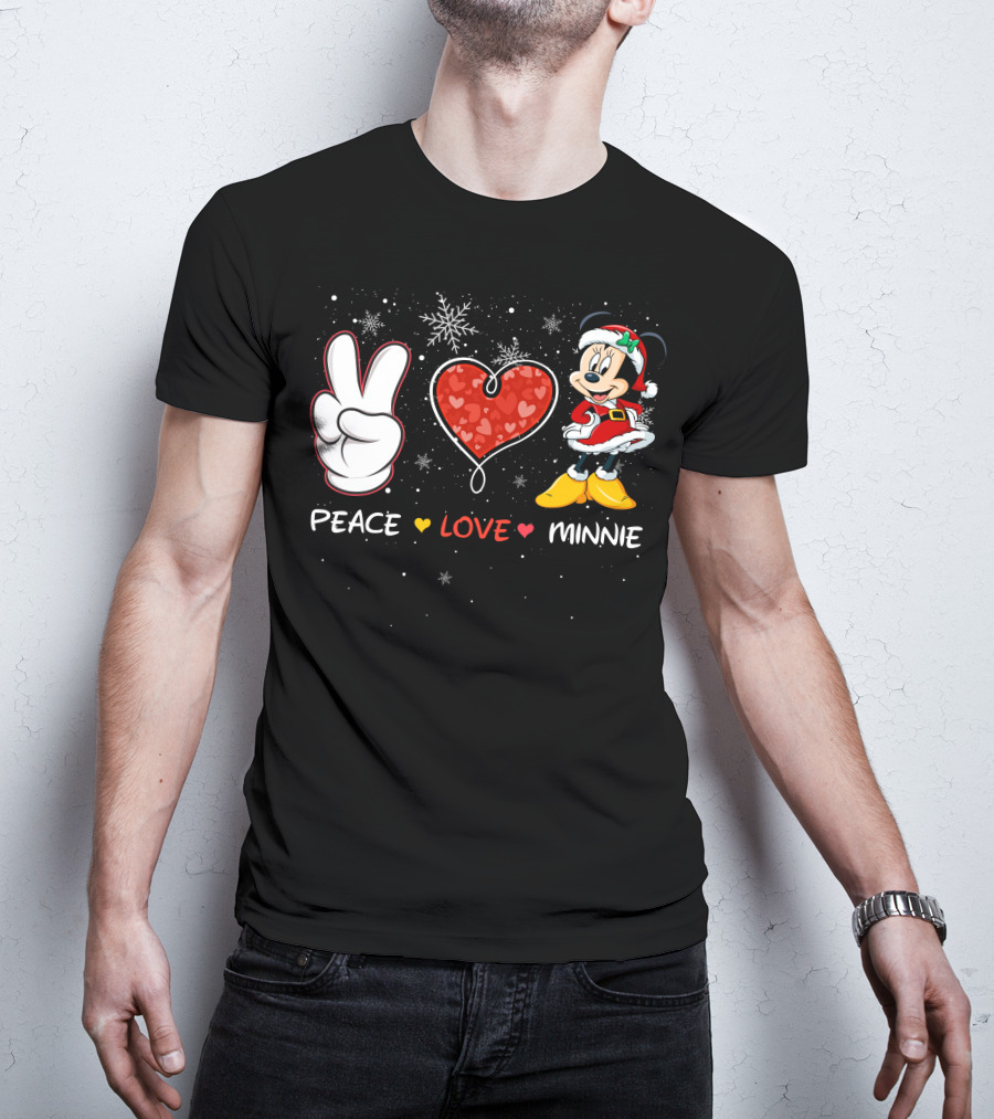 Peace Love Minnie Christmas Holiday Theme T-Shirt