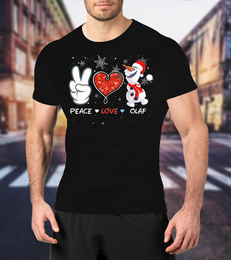 Peace Love Olaf Snowman Winter Holiday Theme T-Shirt