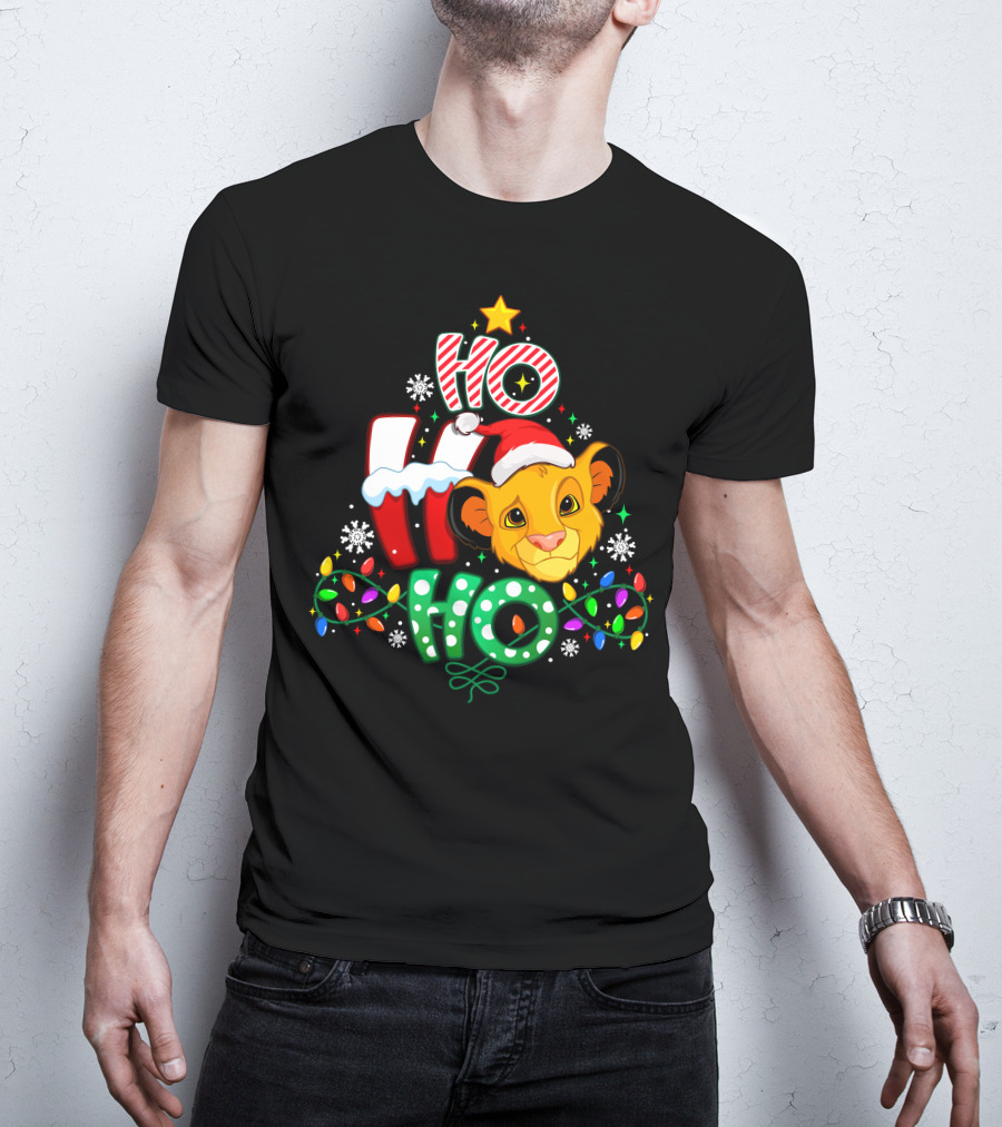 Ho Ho Ho Christmas Simba Lion King Holiday Lights T-Shirt