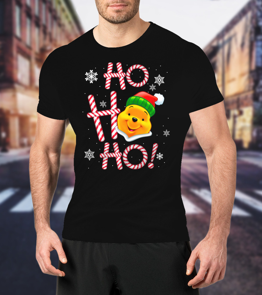 Ho Ho Ho Pooh Santa Christmas Snowflakes T-Shirt
