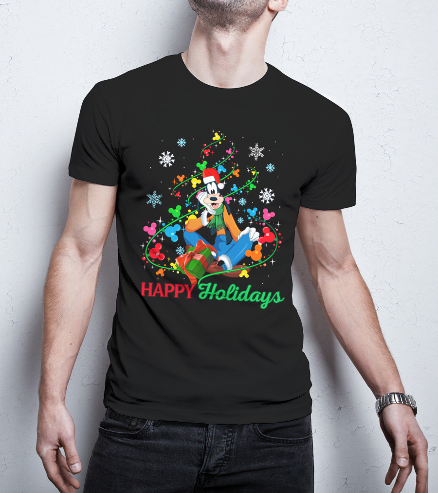 Happy Holidays Goofy Christmas Tree And Presents T-Shirt