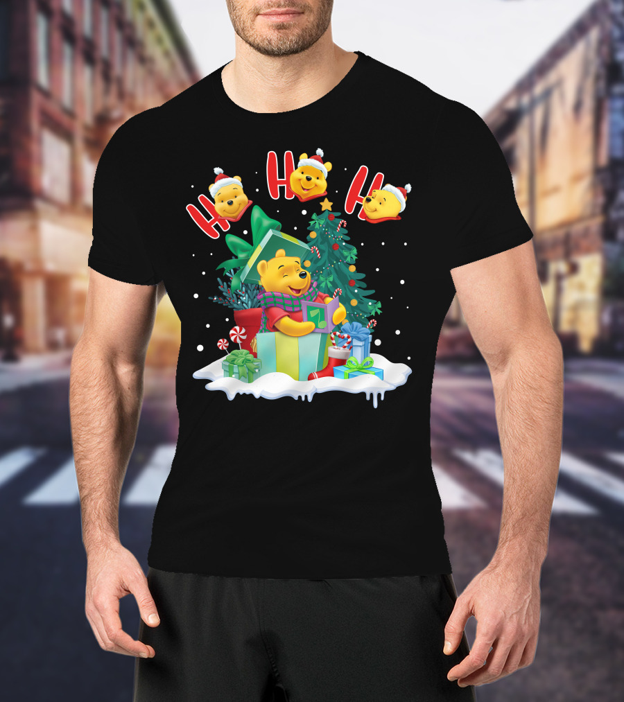 Ho Ho Ho Winnie The Pooh Christmas Presents And Tree T-Shirt