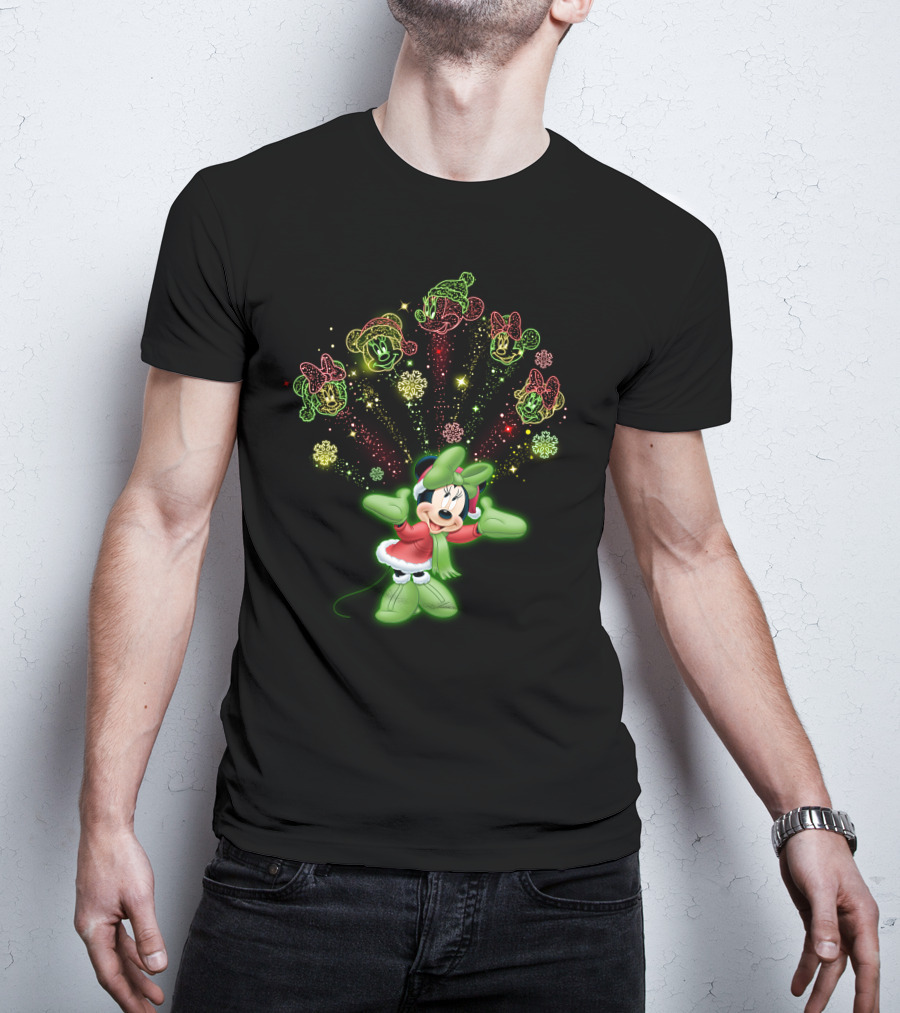 Minnie Festive Holiday Magic With Sparkling Snowflakes And Cheerful Expressions T-Shirt