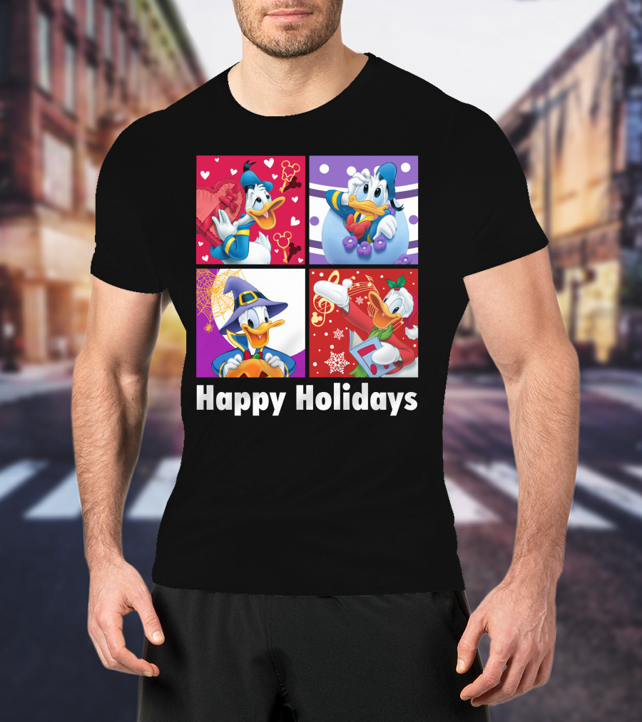 Happy Holidays Donald Duck Seasonal Cheer T-Shirt