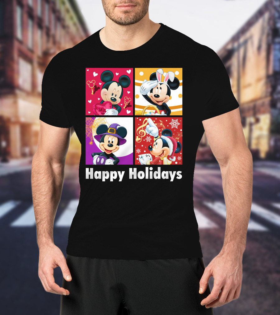 Happy Holidays Mickey Mouse Seasonal Quartet T-Shirt