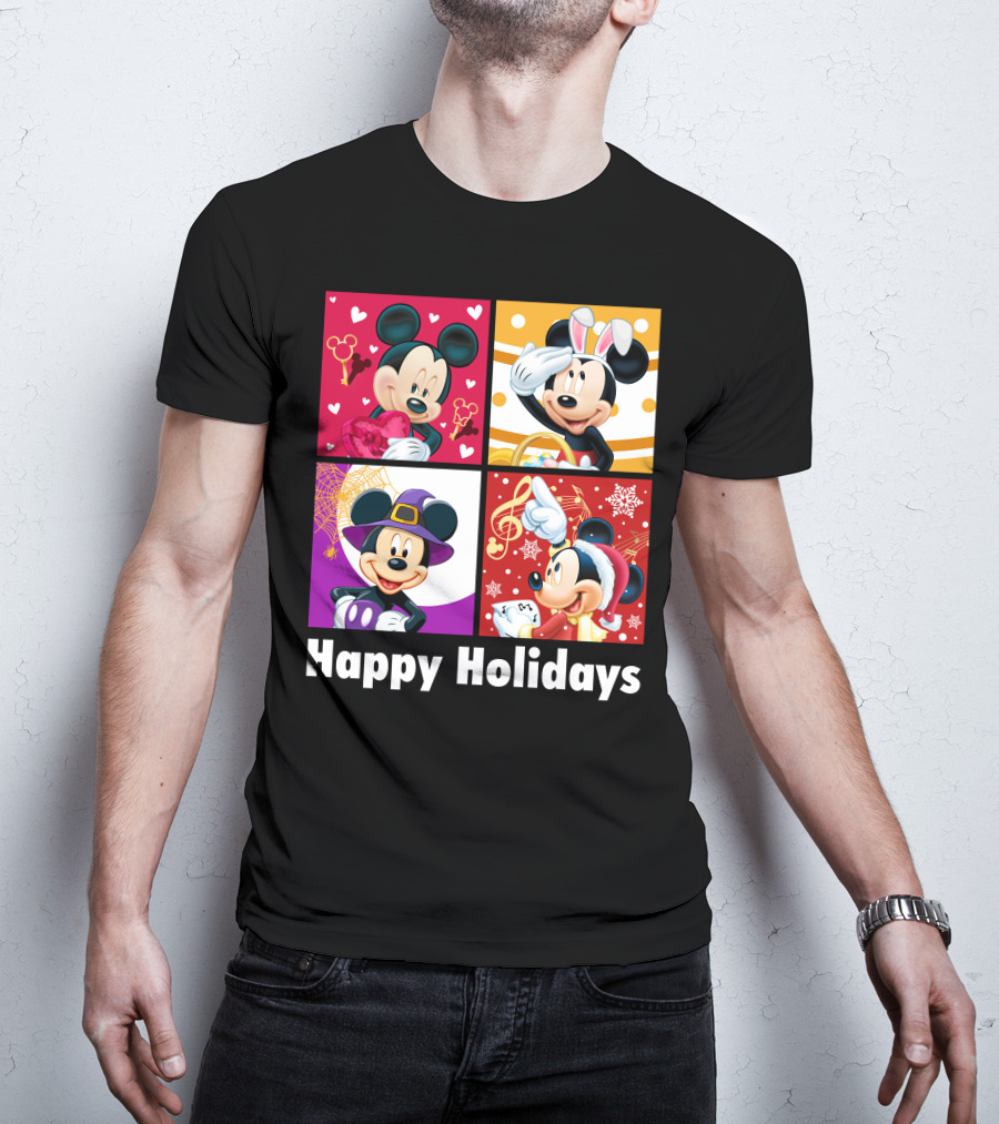 Happy Holidays Mickey Mouse Seasonal Quartet T-Shirt