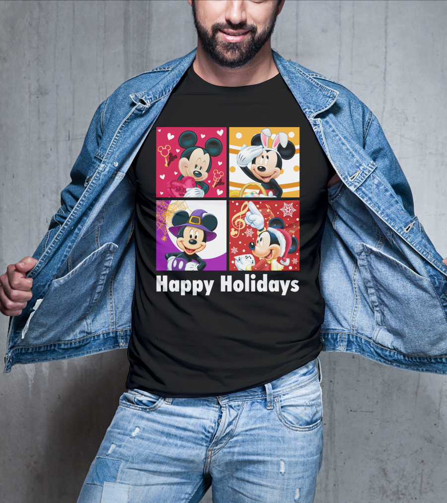Happy Holidays Mickey Mouse Seasonal Quartet T-Shirt