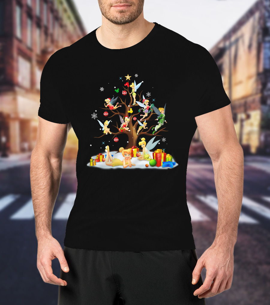 Tinkerbell Christmas Tree Fairies And Gifts T-Shirt