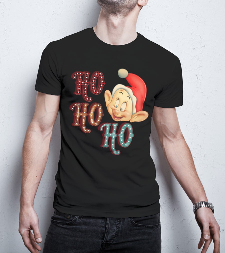 Ho Ho Ho Dopey Santa Hat Christmas Theme T-Shirt