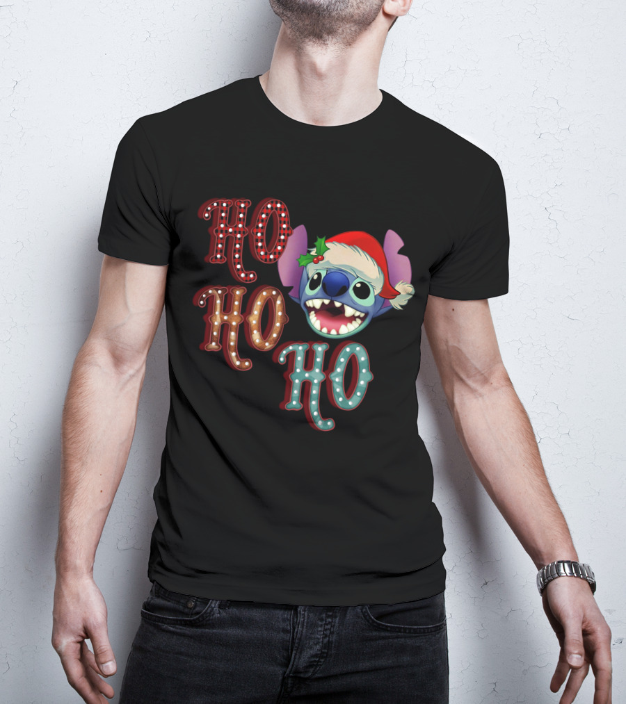 Stitch Ho Ho Ho Christmas Santa Hat T-Shirt