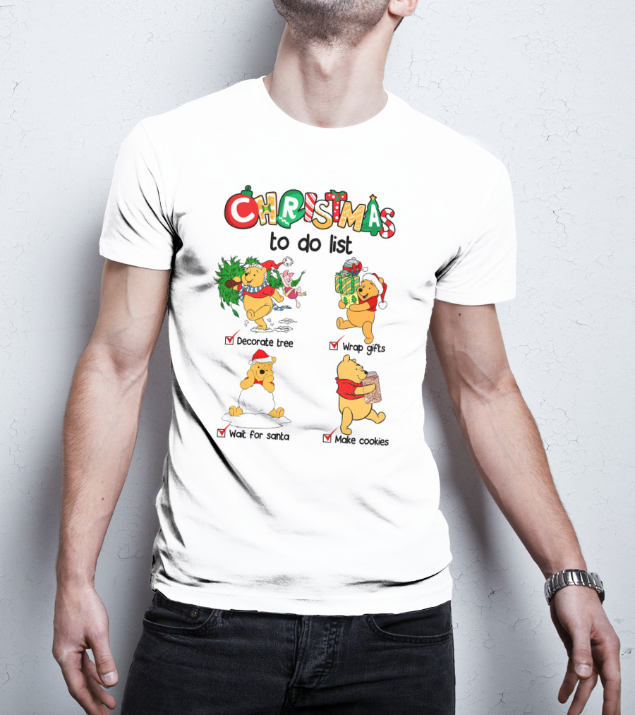 Christmas To Do List Decorate Tree Wrap Gifts Wait For Santa Make Cookies T-Shirt