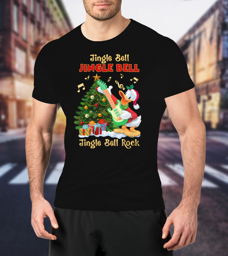 Jingle Bell Jingle Bell Jingle Bell Rock Donald Christmas Tree Guitar T-Shirt