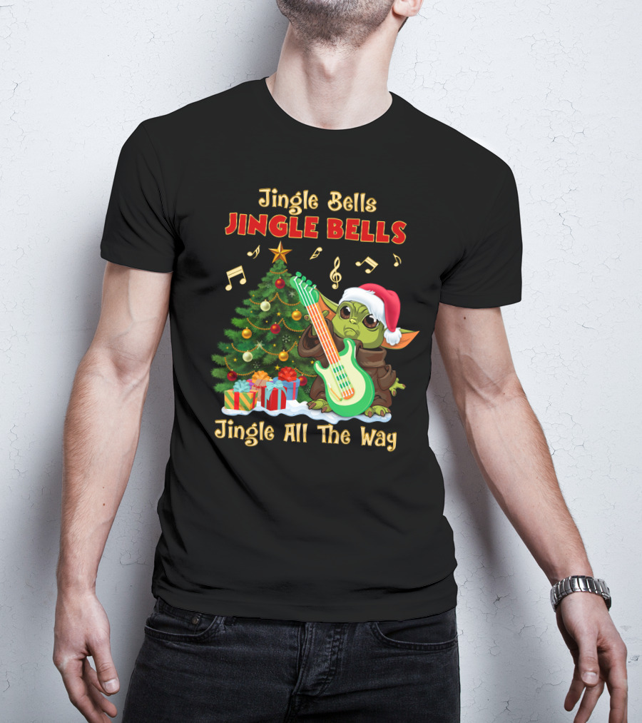 Jingle Bells Yoda Christmas Tree Guitar Jingle All The Way T-Shirt