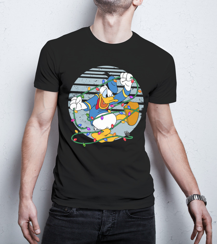 Donald Duck Wrapped In Christmas Lights T-Shirt