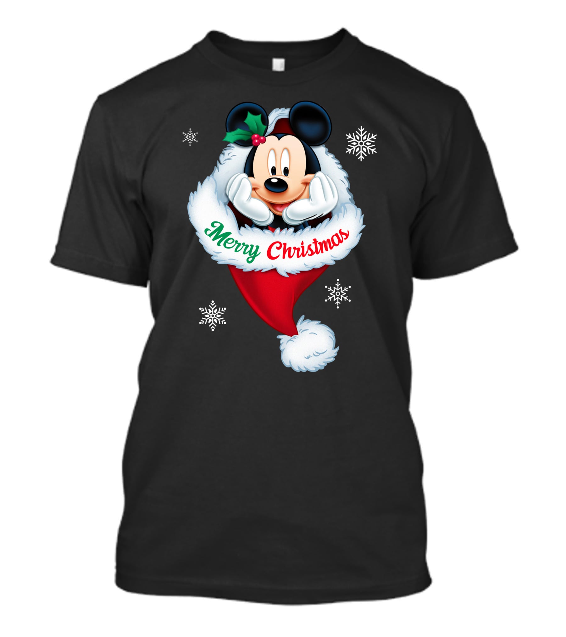 Mickey Merry Christmas Holiday Snowflakes T-Shirt