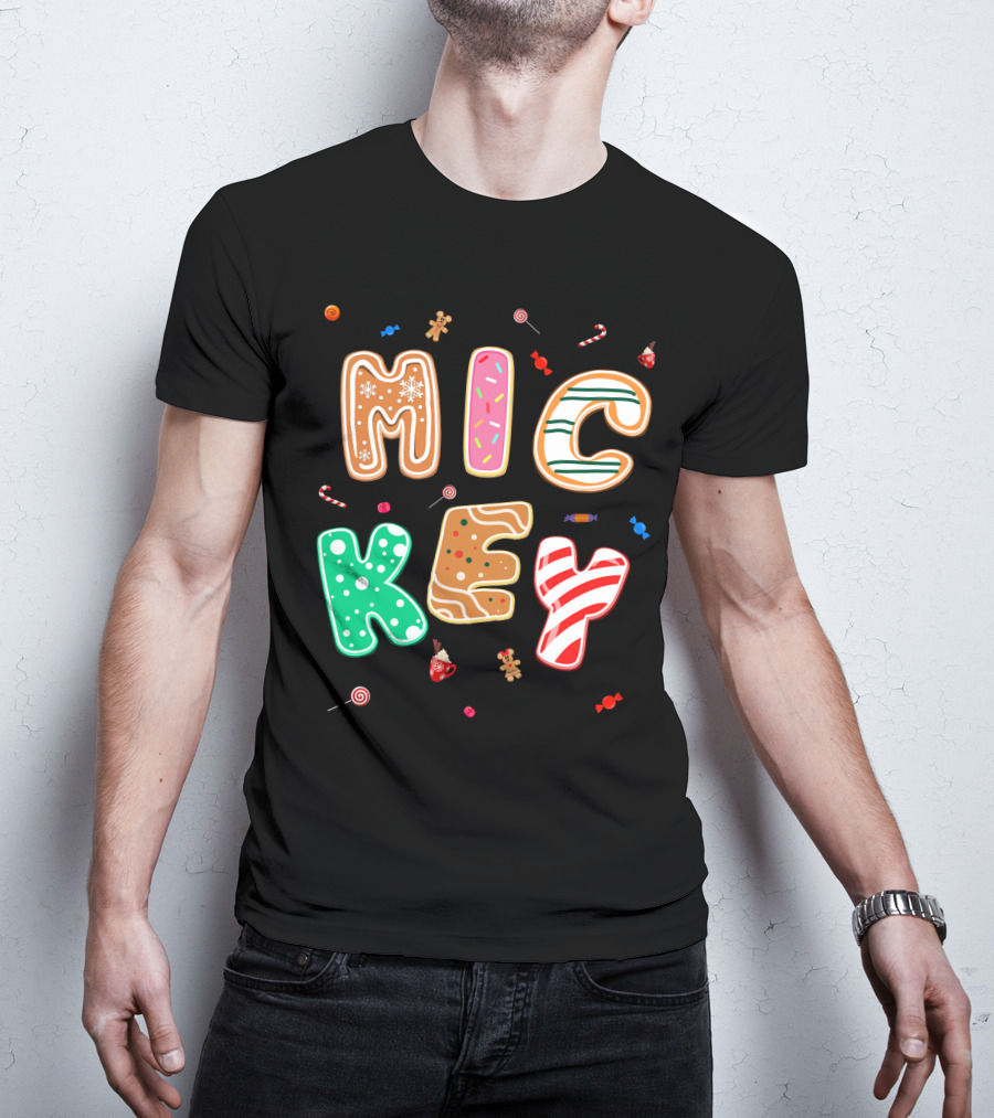Mickey Gingerbread Candy Cane Christmas Cookie Theme T-Shirt