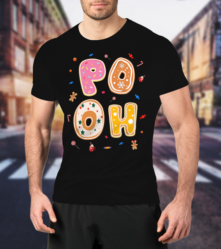 Pooh Christmas Gingerbread Candy Cane Cookies T-Shirt
